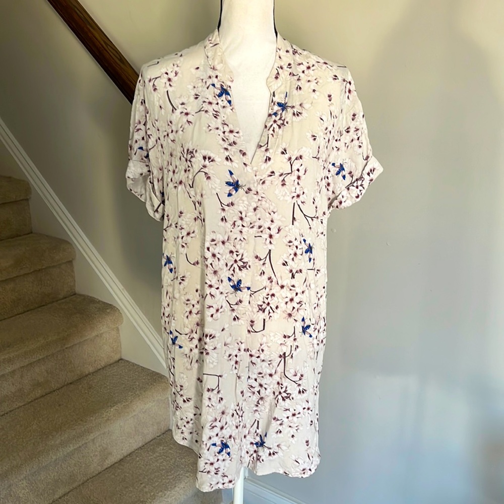 H&M Rayon Tunic with blue Moth